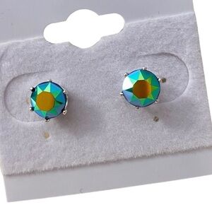 Aurora Borealis Swarovski Crystals Silver Stud Earrings